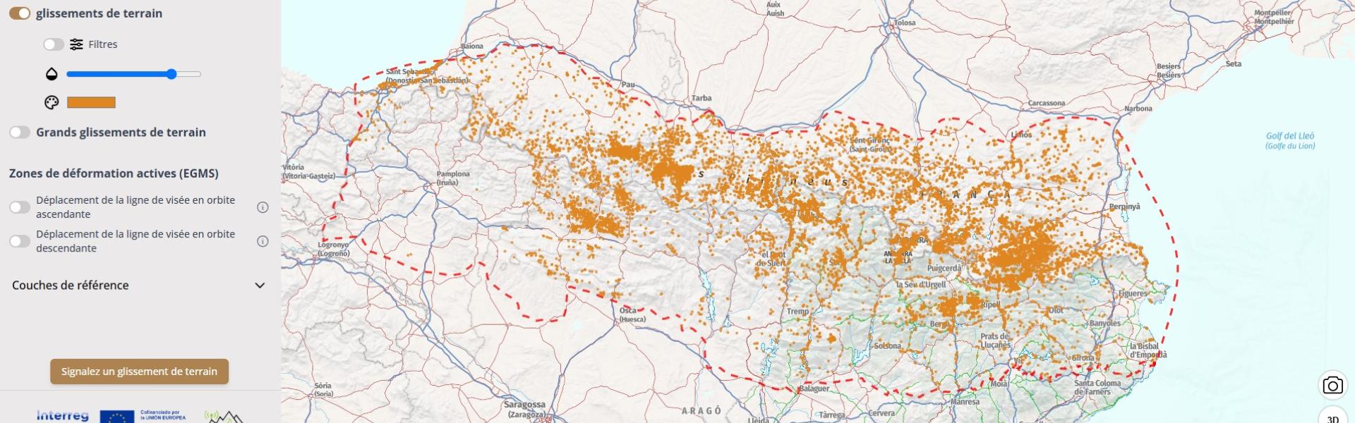 Page d'accueil de l'Inventaire des mouvements de terrain des Pyrénées